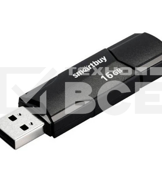 Флешка USB SmartBuy CLUE Black (SB16GbCLU-K), 16Gb, USB 2.0, R/W 15/8, черный