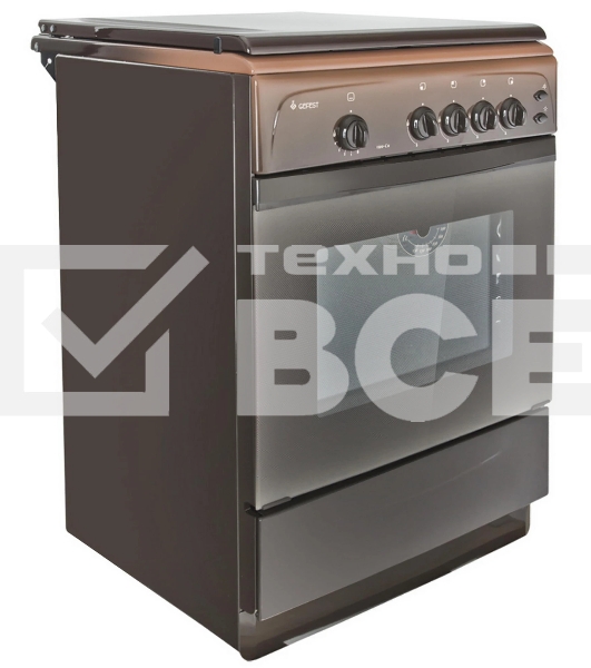 Плита газовая Gefest ПГ 1200 С6 К19 коричневый, конфорок 4 шт, духовка 63 л, 60 см x 85 см x 60 см