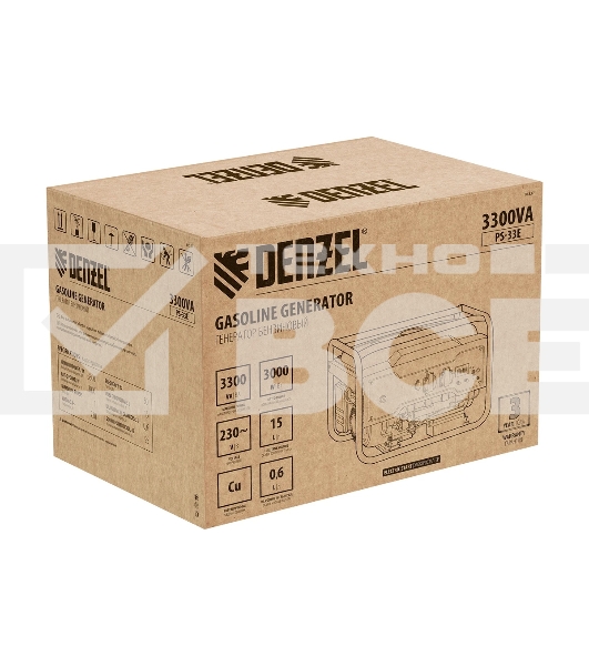 Электрогенератор бензиновый Denzel PS-33E, 3.3 кВт, 85 дБ, 48.5 кг