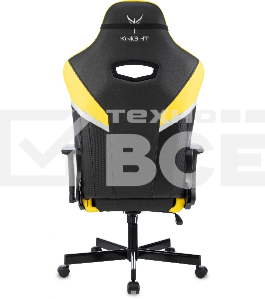 Кресло игровое Knight Thunder 5X черный/желтый эко.кожа крестов. металл