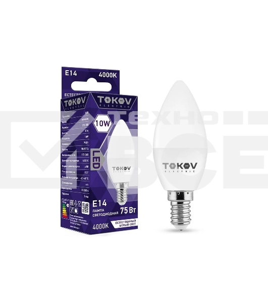 Лампа светодиодная TOKOV ELECTRIC 10Вт С37 4000К Е14 176-264В