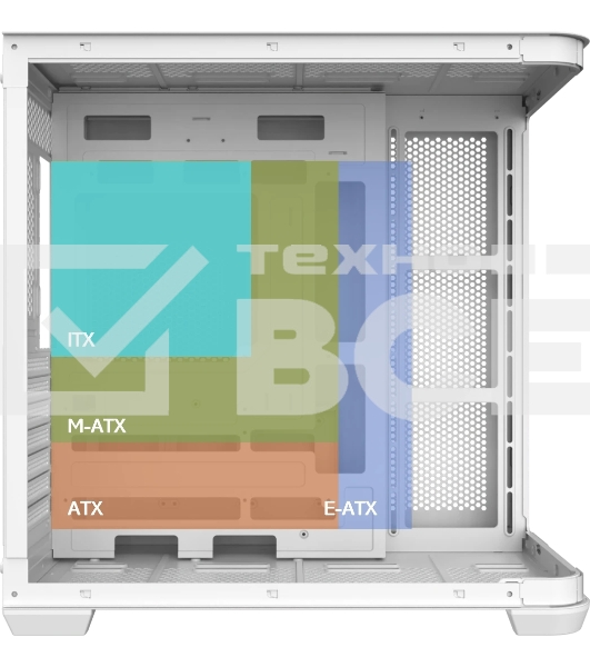 Корпус без блока питания Raijintek ATREUS BT4, Midi-Tower, TG, 4x120мм ARGB, 2xUSB-A 3.0 + 1xUSB Type-C , E-ATX, ATX, mATX, mITX White