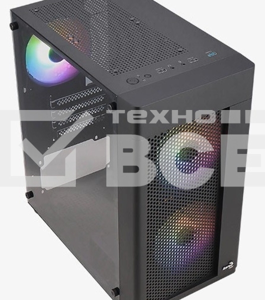 Корпус MiniTower Aerocool / Formula HEXFORM-G-BK-v2 (mATX, стекло, сетка, USB3.0x1, USB2.0x2, 3x120mm FRGB fans) (4711099471799)