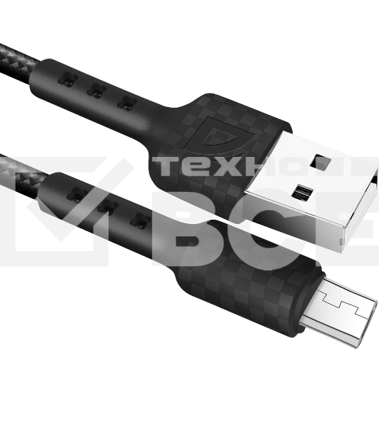 Кабель Defender F181, USB 2.0 (AM) - microUSB 2.0 (BM), 1метр, 2.4А, нейлоновая оплетка, чёрный