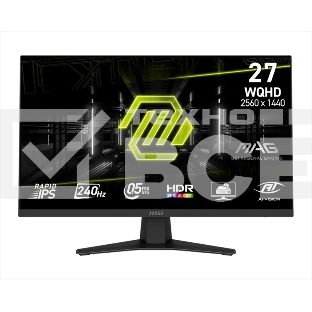 Монитор 27' MSI MAG 274QF X24 IPS 2560x1440, 240 Гц, 0.5 мс, 16:9, 250 кд/м², 2xHDMI 2.0b, DP 1.4a, 3.5 мм, FreeSync, полуматовый экран, черный