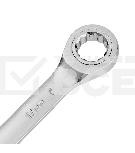 Ключ комбинированный трещоточный Denzel 14711 17 мм, CrV, матовый хром