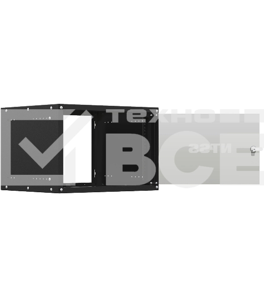 Шкаф коммутационный NTSS Lime (NTSS-WL6U5545GS-BL) настенный 6U 550x450 мм пер. дв. стекл несъемн. бок. пан. 30 кг черный 370 мм 9.6 кг 110 град. 370 мм IP20 сталь