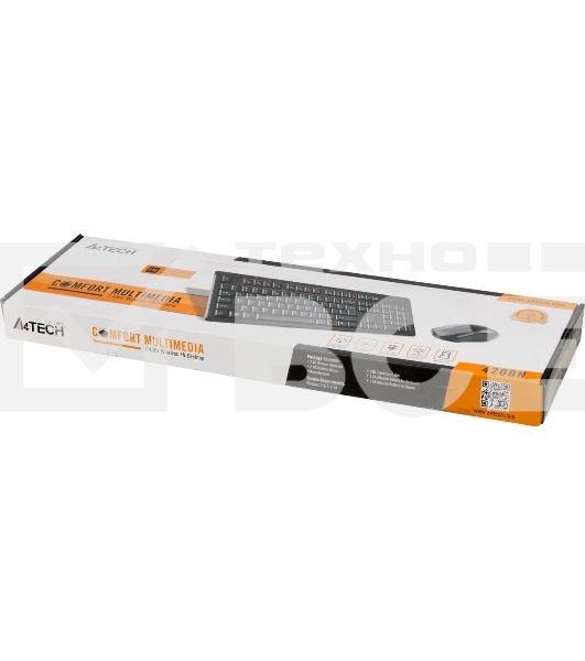Комплект клавиатура+мышь A4Tech 4200N беспроводной, USB, 1000 DPI, чёрный