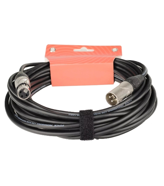 Кабель микрофонный FORCE FMC-05/10XLR (M) - XLR (F), высококачественный балансный, малошумящий с проводниками из безкислородной меди OFC, диаметр 6 мм, профессиональные металлические разъемы, длина 10 м, цвет черный