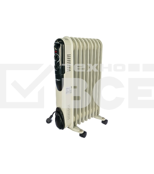 Масляный обогреватель Neoclima NC 9309, белый/черный, 2000 Вт, 25 м2, термостат