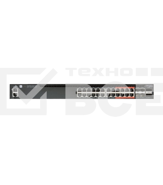 Коммутатор 4610-30P-O-AC-F Edge-corE AS4610-30P, 24-Port GE RJ45 port PoE+, last 8 ports Ultra-PoE, 960W PoE Bugdet, 4x10G SFP+, 2 port 20G QSFP+ for stacking, Broadcom Helix 4, Dual-core ARM Cortex A9 1GHz, dual 110-230VAC 600W hot-swappable PSUs, one fi