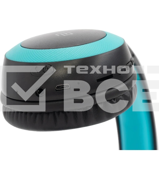Гарнитура накладные Digma BT-15 черный/голубой беспроводные bluetooth оголовье