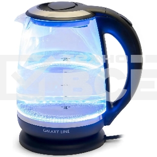 Чайник электрический Galaxy Line GL 0559, черный, стекло, 2200 Вт, 2 л