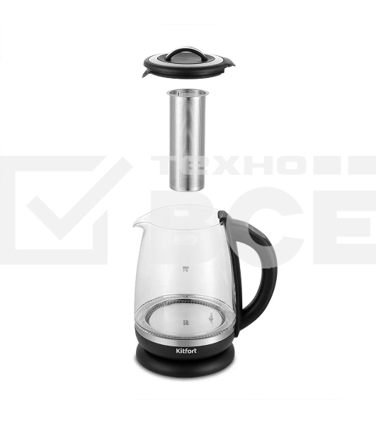 Чайник электрический Kitfort КТ-6145 2л. 2200Вт черный/серебристый (корпус: пластик/стекло)