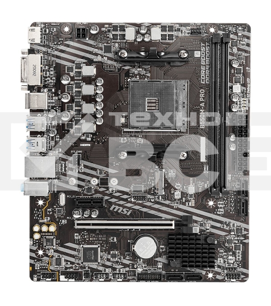 Материнская плата MSI B550M-A PRO, AM4, AMD B550, 2xDDR4, 4xSATA, 1xM.2, 1xPCIe 4.0 x16, 1xPCIe x1, 1xDVI-D, 1xHDMI, 1x 1Gb LAN, 2xUSB 2.0, 4xUSB 3.2 Gen 1, 3x3.5 мм, 7.1, mATX