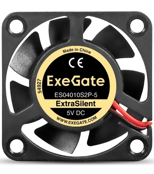Вентилятор корпусной ExeGate ExtraSilent ES04010S2P-5, 40 мм, 4000 об/мин, 19 дБ, 2-pin, без подсветки
