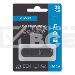 Флеш диск Maxvi P1 32GB USB 2.0 black, монолит с колпачком, ABS пластик, фото3