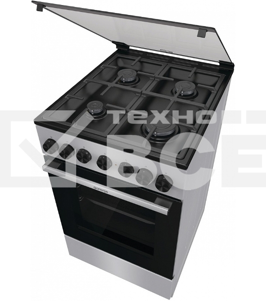 Плита комбинированная Gorenje GK5B44SF серебристый, конфорок 4 газовых, духовка 70 л, 50 см x 85 см x 59.4 см