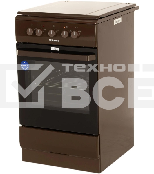 Плита электрическая Hansa FCEB53000 коричневый, конфорок 4 шт, духовка 69 л, 50 см x 85 см x 60 см