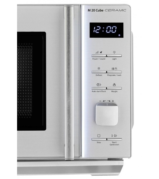 Микроволновая печь CASO M 20 Cube Ceramic серебристый, 20 л, 800 Вт, переключатели - кнопки, поворотный механизм