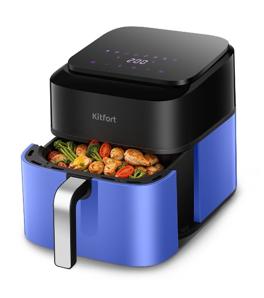 Аэрогриль Kitfort КТ-2263 синий/черный, 1800 Вт, 6.3 л, сенсор, 8 программ