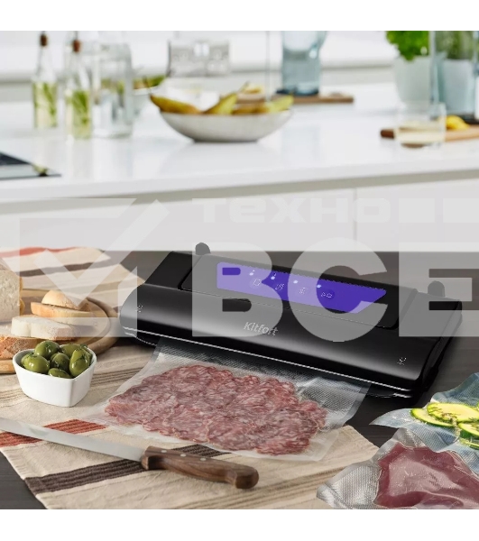 Вакуумный упаковщик Kitfort КТ-1528-1 110Вт черный/фиолетовый