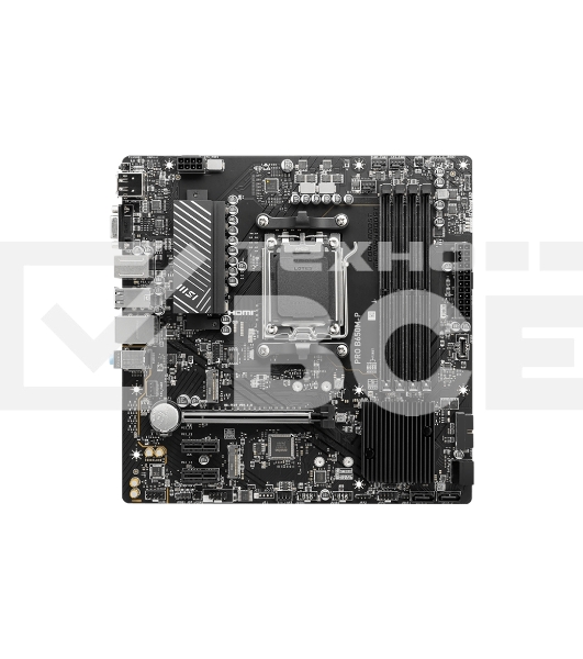Материнская плата MSI PRO B650M-P, AM5, AMD B650, 4xDDR5, 4xSATA, 2xM.2, 1xPCI-E 4.0 x16, 2xPCI-E 4.0 x1, 1xHDMI, 1xDP, 1xVGA, 1x2.5Gb LAN, 2xUSB 3.2 Gen 1, 2xUSB 3.2 Gen 2, 3x3.5 мм, 7.1, Micro-ATX