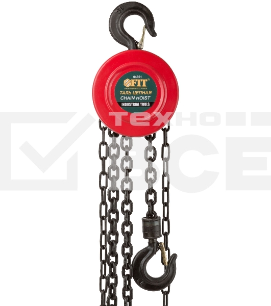 Таль цепная с ручным приводом Fit 64661 длина цепи 2,5 м, 1,0 т