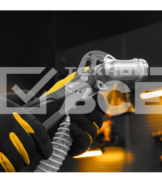 Клещи переставные Denzel кнопочный механизм, обливные рукоятки, 250 мм