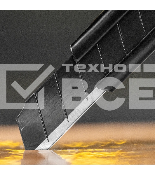 Нож Denzel 9 мм, сменное лезвие, SK4, алюминиевый корпус, торцевой зажим