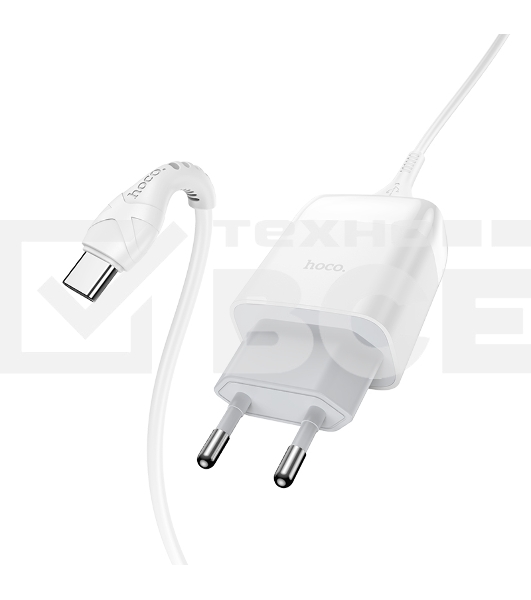 Зарядное устройство Hoco 18Вт, 3А, QC3.0, 1xUSB + кабель USB/Type-C, C72Q, белый, блистер