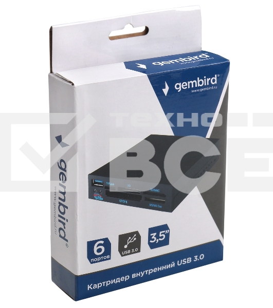 Кард-ридер Gembird FDI2-ALLIN1-03-B/черный/TF/SD/MS/CF/XD SDHC/USB 3.0/пластик