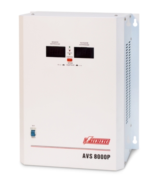Стабилизатор POWERMAN AVS 8000P, ступенчатый регулятор, цифровые индикаторы уровней напряжения, 8000ВА, 110-260В, максимальный входной ток 50А, клеммная колодка, IP-20, навесной, 380мм х 310мм х 160мм, 14кг. Stabilizer POWERMAN AVS 8000P, step-type regulator, digital indicators of voltage levels, 8000VA, 110-260V, maximum input current 50A, terminal block, IP-20, hinged, 380mm x 310mm x 160mm, 14kg.