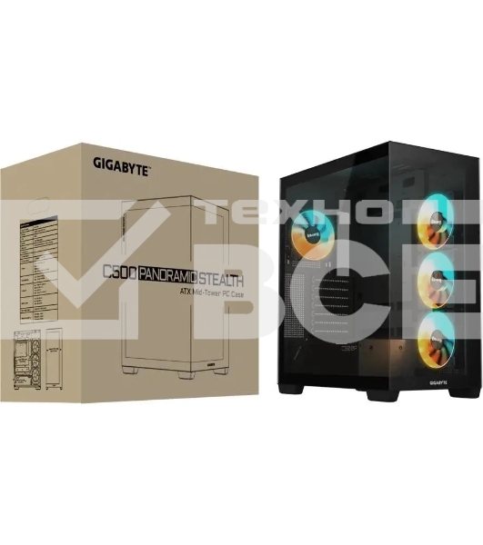 Компьютерный корпус Gigabyte Gb-C500P ST черный без БП ATX 3x120мм 6x140мм 2xUSB 3.0 1xUSB3.1 audio bott PSU