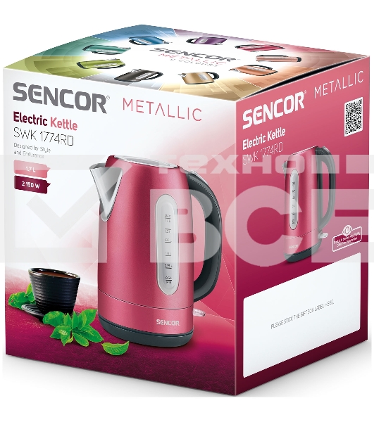 Чайник электрический Sencor SWK 1774RD 1,7 л, 2150 Вт, красный