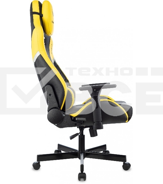 Кресло игровое Knight Thunder 5X черный/желтый эко.кожа крестов. металл