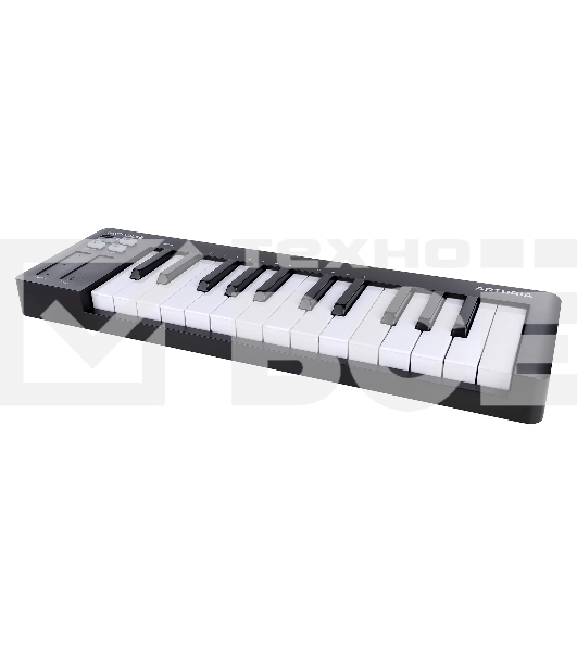 Клавиатура MIDI [231512] Arturia [MicroLab 3 Black] 25 клавиш, чувствительных к скорости нажатия, сенсорные полосы pitch и modulation, режим игры аккордами, разъем для подключения педали, type-c, ПО: Analog Lab Intro, Ableton Live Lite. Цвет - черный.