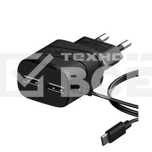 Сетевое зарядное устройство Maxvi TCM-202TB, 2xUSB, 5V, 2A, Type-C