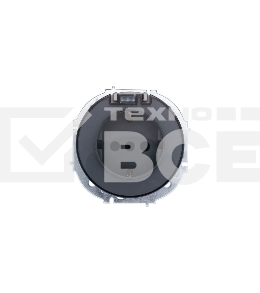 Розетка 1-м СП OSEN с заземл. с крышкой ПБТ механизм серый матовый LEZARD 743-7488-123B