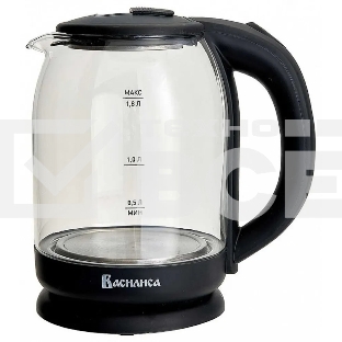 Чайник электрический ВАСИЛИСА ВА-1034 стекло, черный, 1.8 л, 1500 Вт
