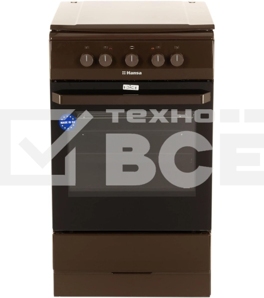 Плита электрическая Hansa FCEB53000 коричневый, конфорок 4 шт, духовка 69 л, 50 см x 85 см x 60 см