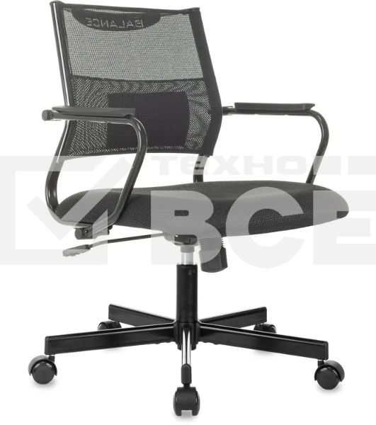 Кресло Бюрократ CH Balance-Low черный экокожа низк.спин. крестов. металл