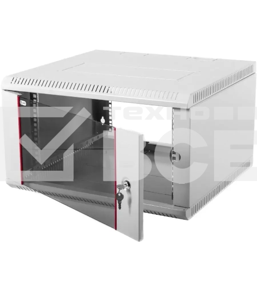 Шкаф настенный ЦМО ШРН-Э-6.350 6U 600x350 мм пер. дв. стекл несъемные бок. пан. серый