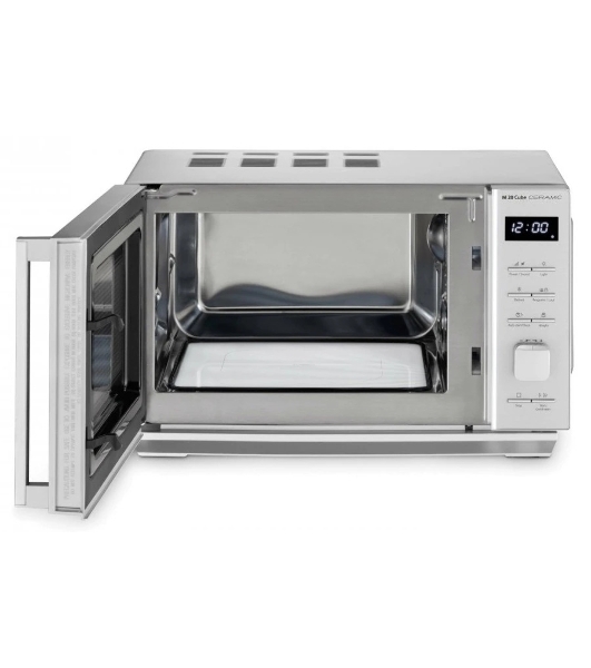 Микроволновая печь CASO M 20 Cube Ceramic серебристый, 20 л, 800 Вт, переключатели - кнопки, поворотный механизм