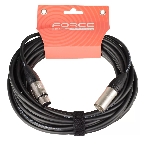 Кабель микрофонный FORCE FMC-05/10XLR (M) - XLR (F), высококачественный балансный, малошумящий с проводниками из безкислородной меди OFC, диаметр 6 мм, профессиональные металлические разъемы, длина 10 м, цвет черный, фото 1