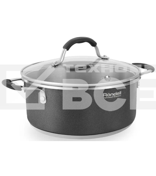 Кастрюля Rondell Stern RDS-019, 4.7л, 24см, с крышкой, серый