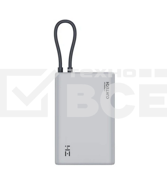 Внешний аккумулятор ZMI 10000mAh Powerbank with build-in Charging Cable P17 серый