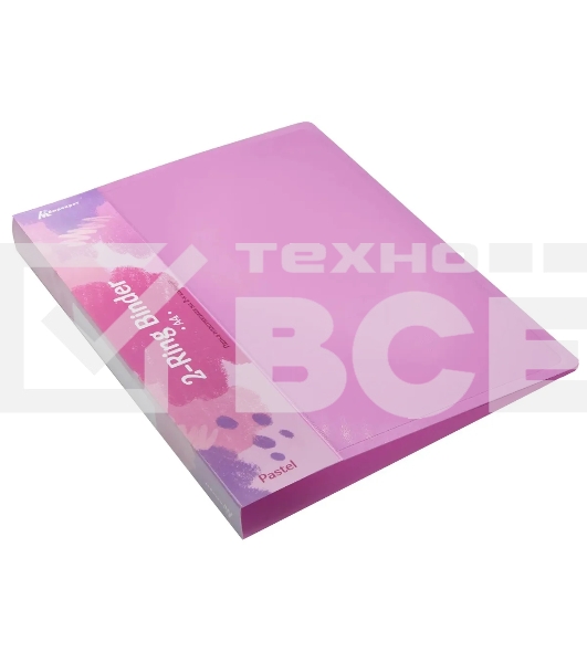 Папка на 2-х кольцах Бюрократ Pastel PAST0812/2RPINK A4 пластик 0.5мм кор.27мм торц.карм с бум. встав розовый