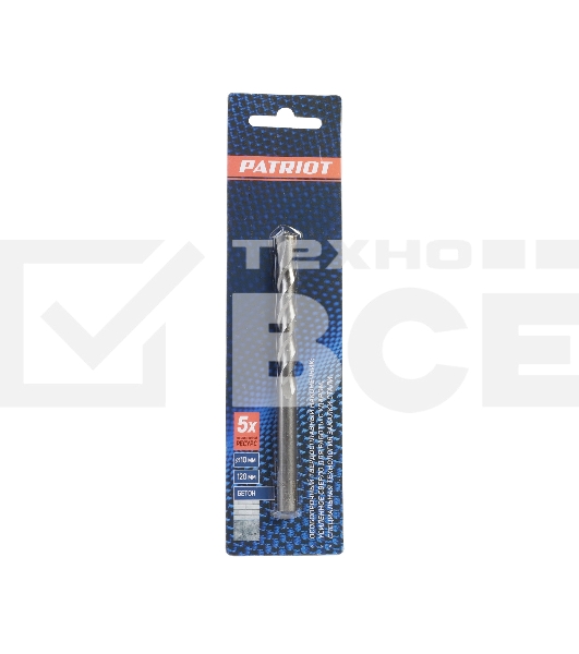 Сверло EDGE by PATRIOT по бетону 10x120 мм, 1 шт в блистере