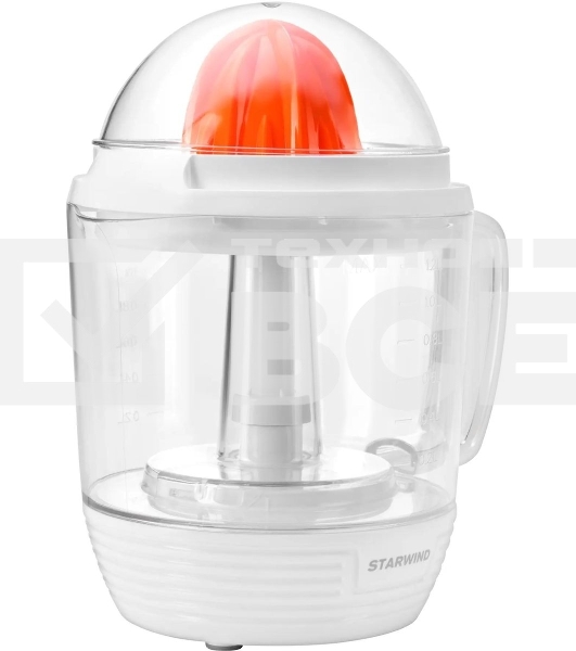 Соковыжималка цитрусовая Starwind SJ 1241 30Вт рез.сок.:1200мл. белый/прозрачный